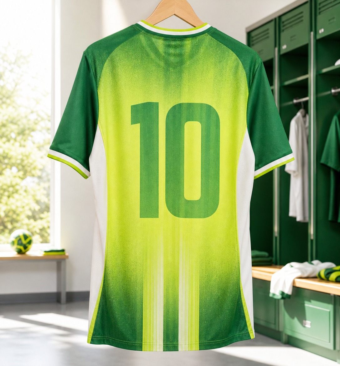 Sublimated football team kit with number on the back