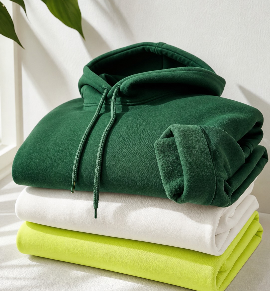 Heavyweight hoodies stacked in club colours