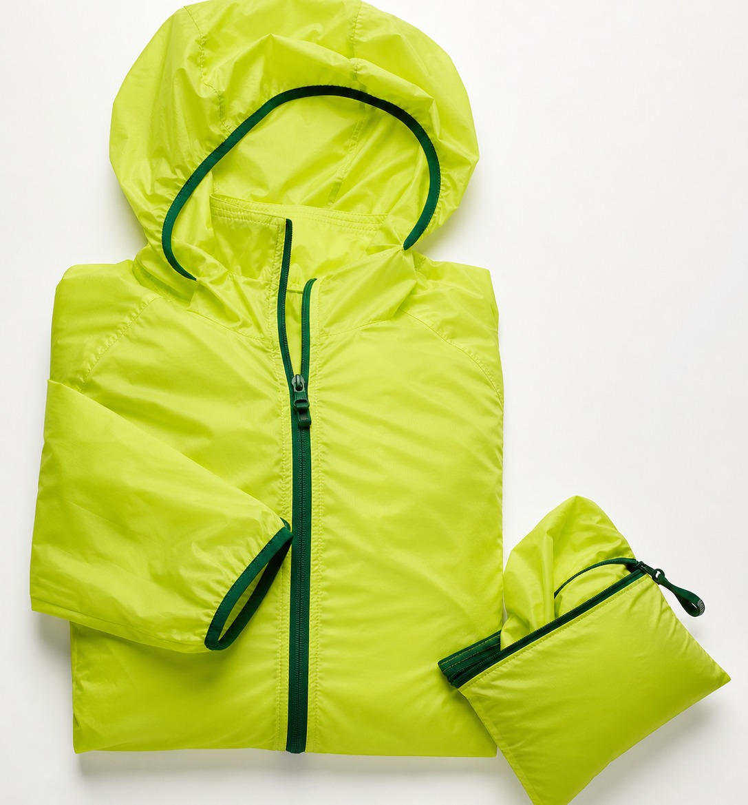 Lightweight windbreaker jacket in green and volt